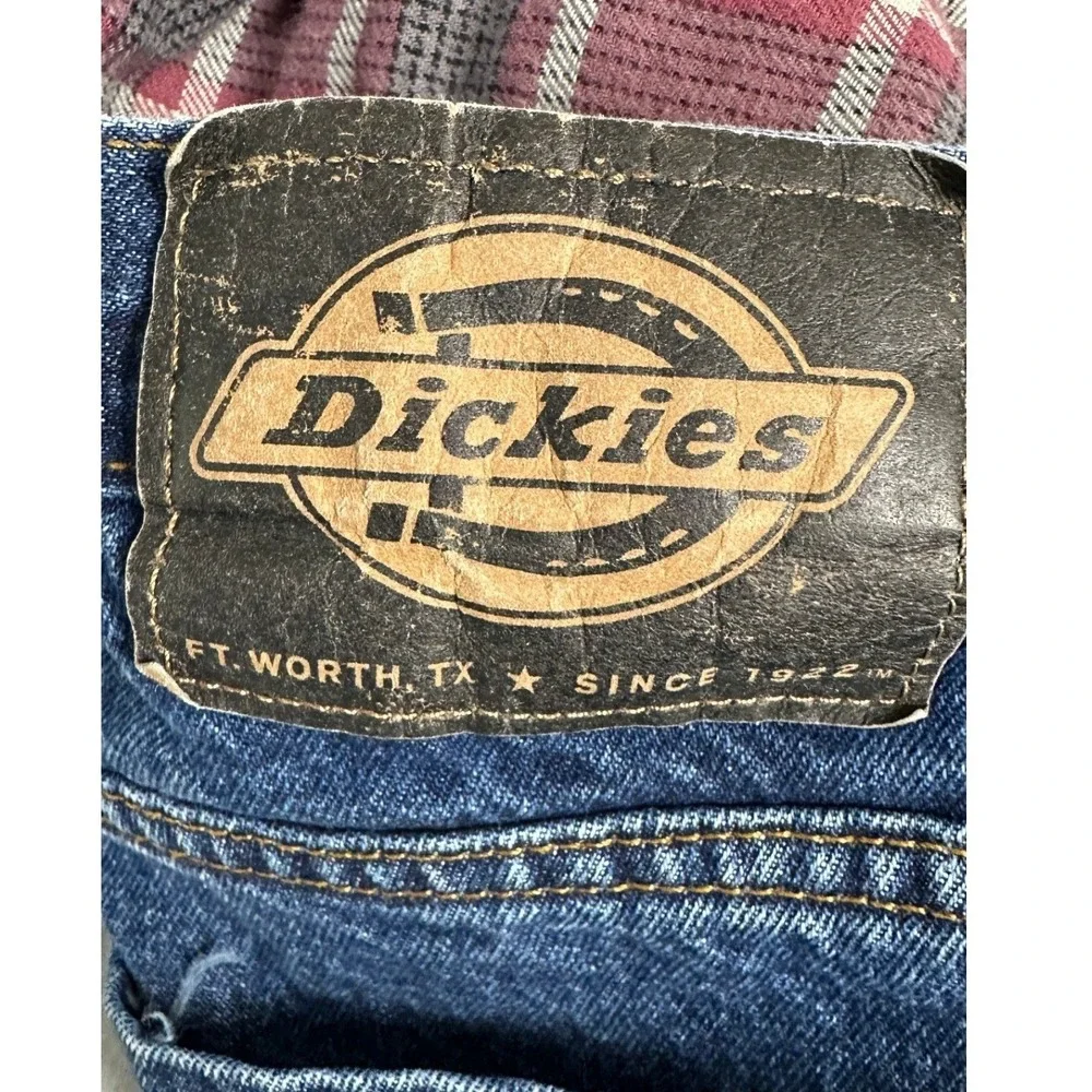 Dickies Jeans Mens 34X32 Blue Relaxed Fit Flannel Lined Straight 5-Pocket Denim